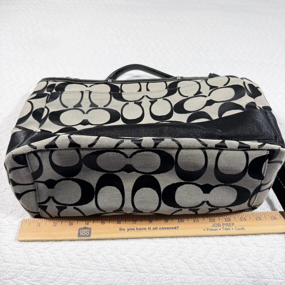 Coach‎ Signature Women Diaper Bag Tote Large Jacquard Monogram Black Grey New